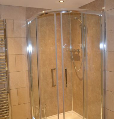 The bigger upstairs bathroom